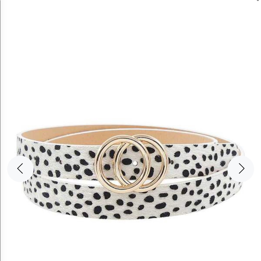 MOVING SALE! Double Ring Faux Fur Ivory Cheetah Calf Hair Belt
